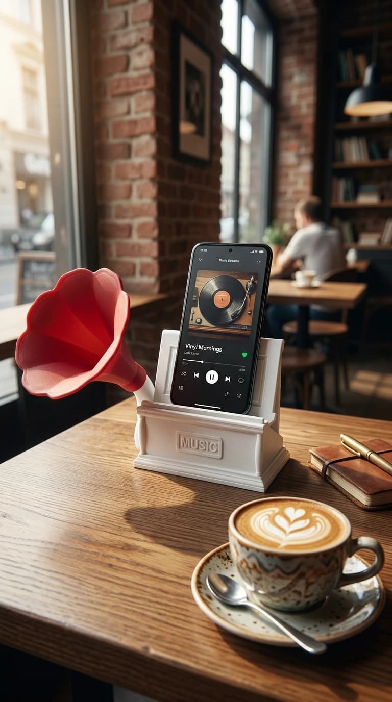 Phonograph Phone Stand & Amplifier