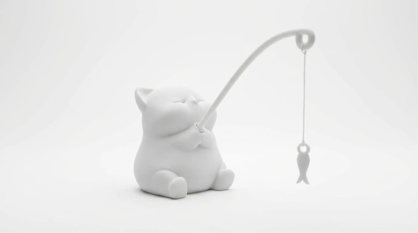 Fishing Kitten – Cat Desktop Ornament